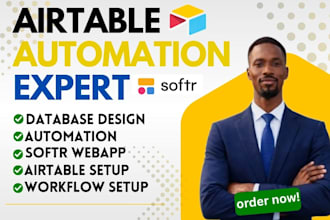 setup airtable  database, softr webapp, fix airtable automation, clay com