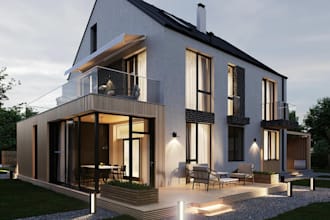 redesign 3d modern detached house, exterior design, architectural styie render