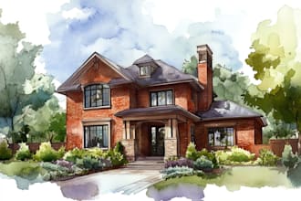 paint watercolor house portrait