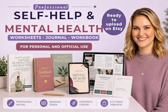 create self help ebooks, mental health workbooks,  etsy digital products design