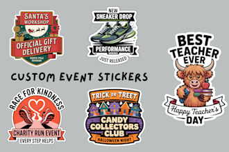 design cute custom stickers and apparel for parties, gifts, and branding