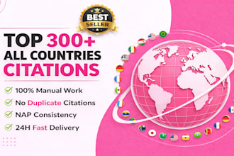 create 300 manual citations for global SEO and web ranking