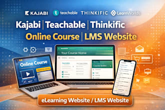kajabi online course teachable thinkific learnworlds website elearning website