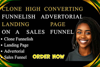 clone a high converting funnelish advertorial landing page on a sales funnel