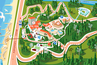drawn map vector illustration, vector map design, infographic map illustrations