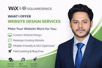 design, redesign, figma to wix or squarespace website