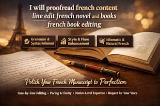 proofread french content line edit french novel and books french book editing
