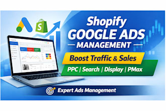 manage your shopify google ads adwords gmc ppc search display pmax campaign