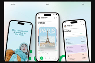 develop a global prepaid esim website and app, esim reseller app and website