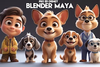 create 3d cute character 3d pixar style cartoon art model design blender maya