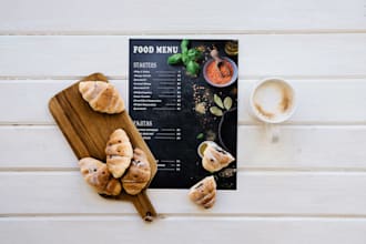 design chalkboard menu, café card, board menu, printable restaurant, food flyer