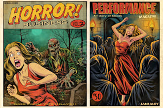 create vintage comic style horror poster retro illustration