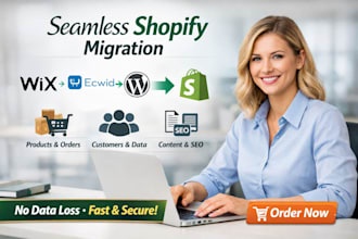 migrate wix ecwid wordpress products customers orders contents pages to shopify