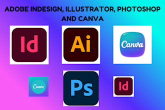 design professional layout using adobe indesign, illustrator photoshop and canva