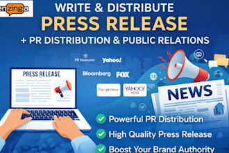 write and distribute press release with PR distribution, public relations