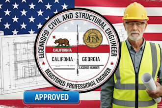 review stamp as licensed civil and structural engineer in california and georgia