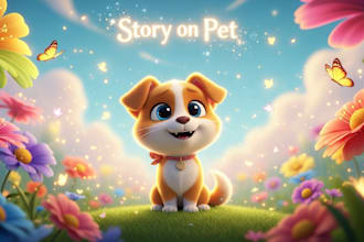 create 3d animation, 3d pet portrait, pet cartoon illustration