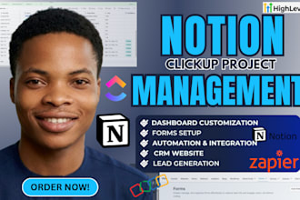 create notion template, notion dashboard sales pipeline and clickup workflow