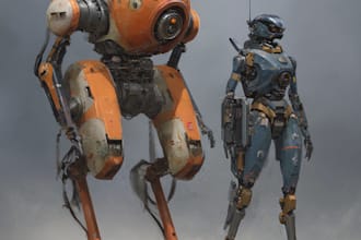 design sci fi mecha and robot concept art