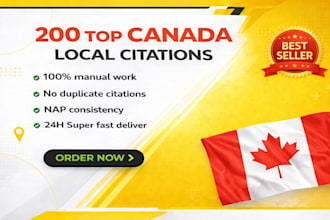 200 high authority canada local citations for SEO ranking