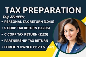 prepare and file irs forms 5472, 1120, 1040nr, 1065 as CPA