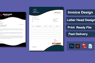 design invoice, letterhead and stationery items