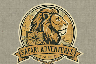 design a vintage safari logo with classic adventurous style