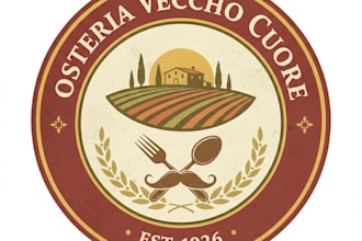 design a vintage italian restaurant logo with classic authentic charm