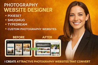 design an attractive pixieset website, photography website, smugmug, typedream