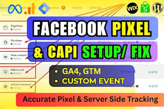 setup or fix facebook pixel and server side tracking for sales and leads