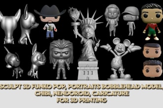 sculpt 3d cute mascot toys cartoon animal funko pop bobblehead for 3d printing