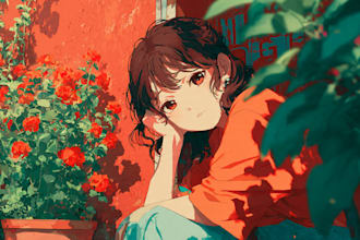 create anime illustration or lofi art