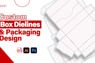 create custom packaging box design and dielines print ready