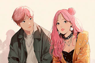 draw manhwa, anime, and webtoon style illustration for you