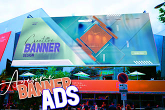 design banner, poster or flyer, billboard, and signboard
