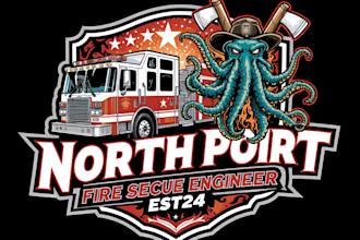 do awesome style firefighter clip art mascot logo with express delivery