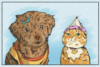 draw dog, cat, any pet to illustration