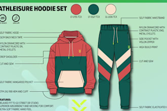 create a factory ready apparel fashion tech packs for clothing production