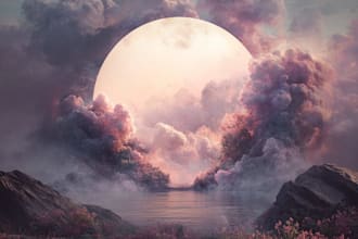 design a dreamy surreal or fantasy music album cover