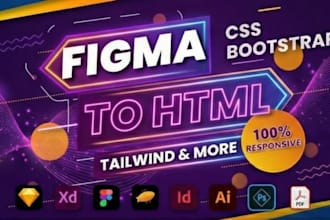 convert figma  PSD  xd to responsive HTML CSS