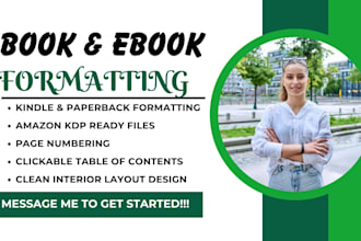 do kindle and paperback book formatting, interior layout design, clickable toc
