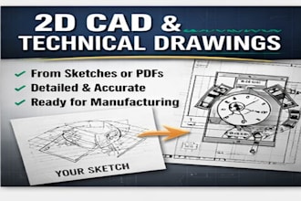 2d cad drawings and technical designs from sketches or pdfs