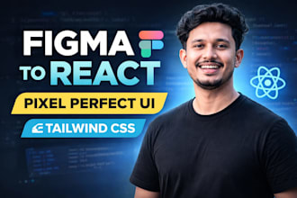 convert figma design to responsive react js website with tailwind css