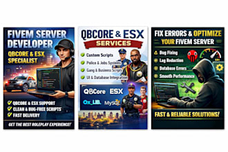 develop, customize fivem qbcore esx servers professionally