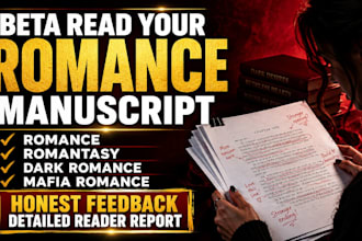 beta read romance, romantasy, dark romance or mafia manuscript