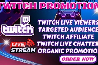 promote twitch channel with seo optimization, for audience twitch kick promotion