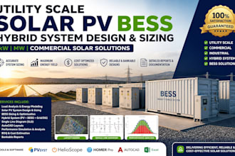 utility scale solar pv bess hybrid system design sizing kw mw commercial solar