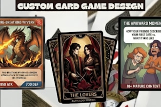 design tarrot card game, adult card game design tcg trading card game