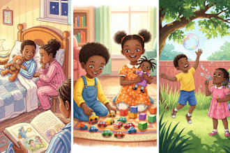 draw african american children story book illustration picture illlustration