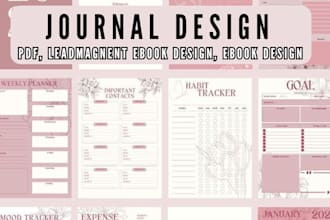 do journal design planner lead magnet workbook canva ebook design for amazon kdp